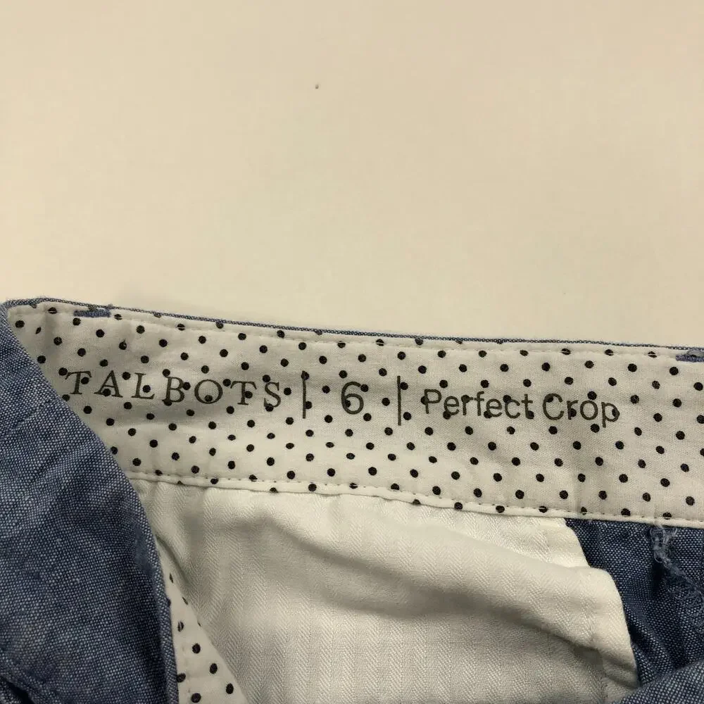 Talbots Perfect Crop 6 (Fit 31W 25L) Cotton Mid Rise Pants Blue